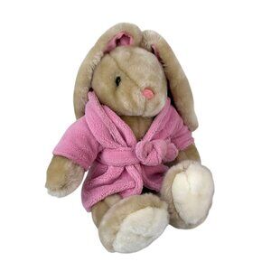 DanDee Vintage Plush Bunny Rabbit in Pink Robe Stuffed Animal Easter Girly Lovee